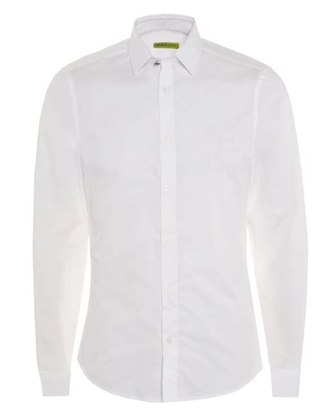 versace slim fit cotton shirt|plain white Versace shirt.